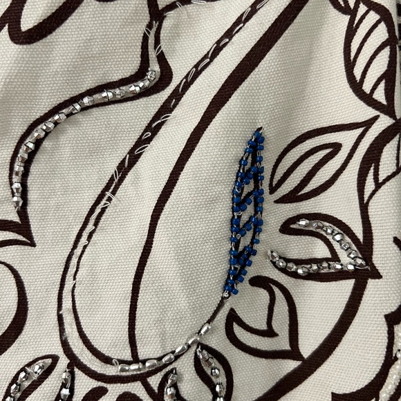 Zara Black, Brown Silver, Cooper, Blue and White Patterned Mini Dress - Picture 6 of 9